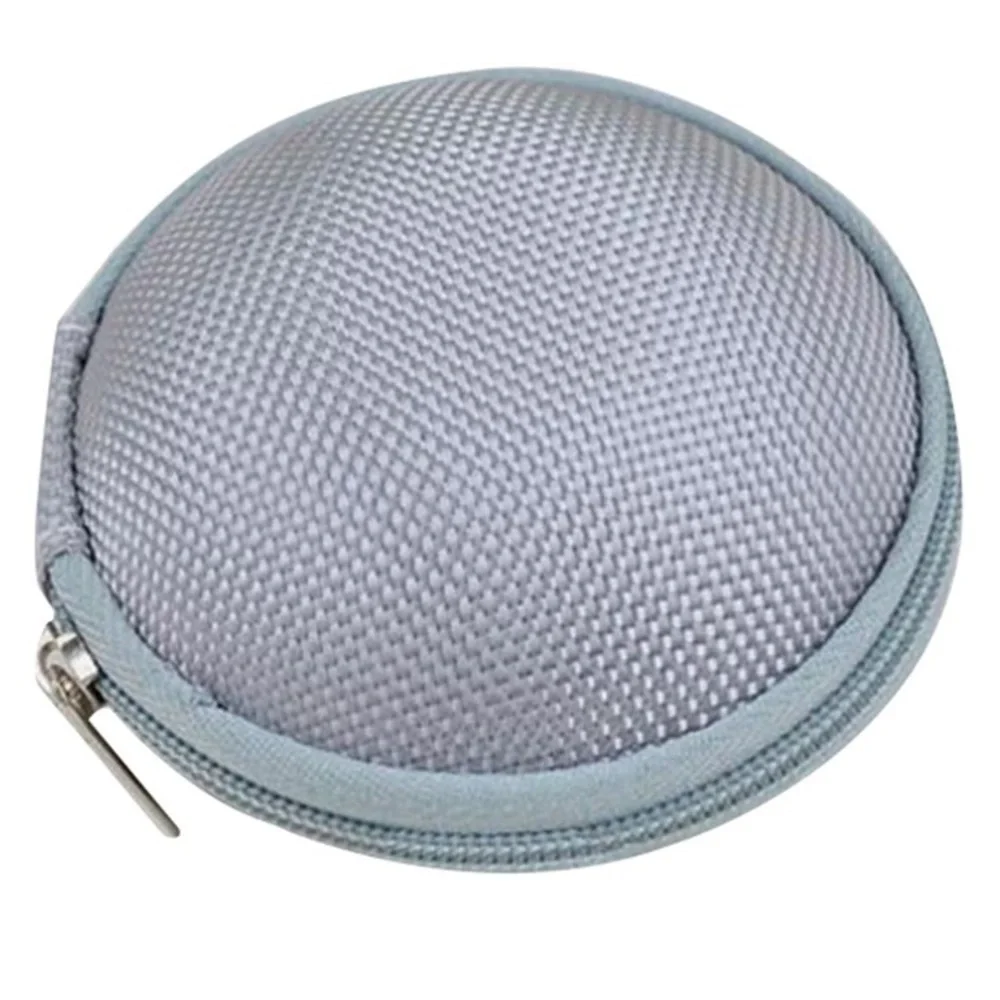 Round Gray Tech Storage Organizer Case with Zip Closure